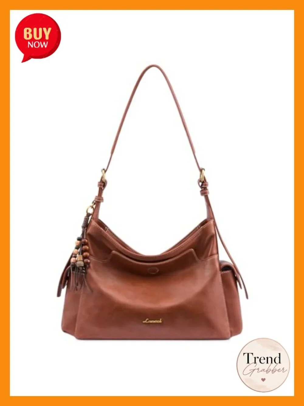 Soft Faux Leather Hobo Crossbody Shoulder Bag with Tassel Charm